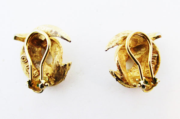 Signed BSK Vintage Designer Contemporary Style Ivory Pearl Earrings - Back