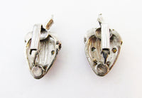 Vintage Mid-Century Sparkling Realistic Diamante Strawberry Earrings - Back - Thumbnail