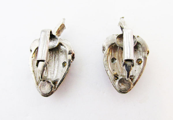 Vintage Mid-Century Sparkling Realistic Diamante Strawberry Earrings - Back