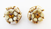 Selini Unique Mid-Century Three-Dimensional Diamante Floral Earrings - Front - Thumbnail