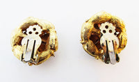 Selini Unique Mid-Century Three-Dimensional Diamante Floral Earrings - Back - Thumbnail