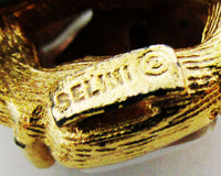 Selini Unique Mid-Century Three-Dimensional Diamante Floral Earrings - Signature - Thumbnail