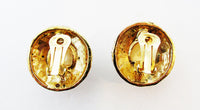 Bold 1960s Vintage Mid-Century Pearl, Diamante, and Enamel Earrings - Back - Thumbnail