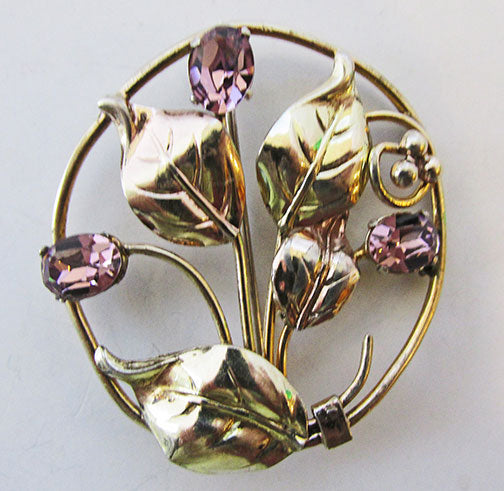 Raleigh Vintage Elegant Retro Gold Filled Sterling Floral Bouquet Pin