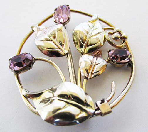 Raleigh Vintage Elegant Retro Gold Filled Sterling Floral Bouquet Pin
