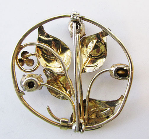 Raleigh Vintage Elegant Retro Gold Filled Sterling Floral Bouquet Pin