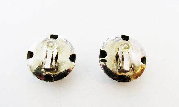 Eye-Catching Vintage 1970s Bold Contemporary Style Button Earrings - Back
