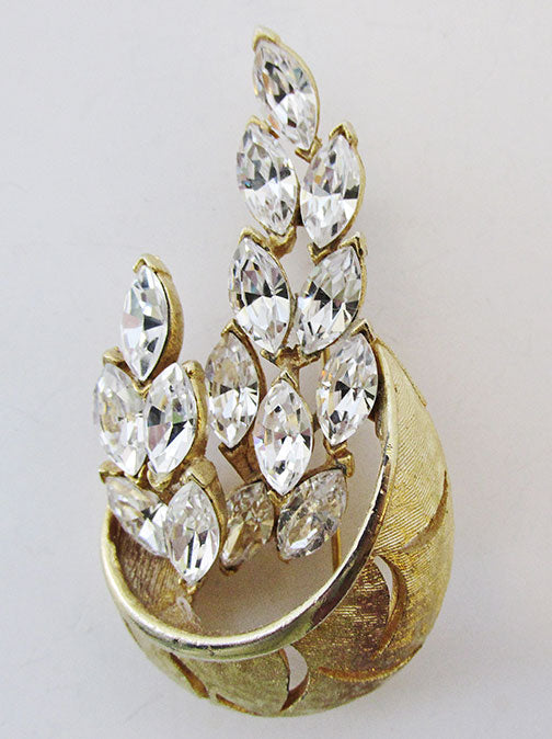 Vintage 1960s Stunning Elegant Rhinestone Floral Pin