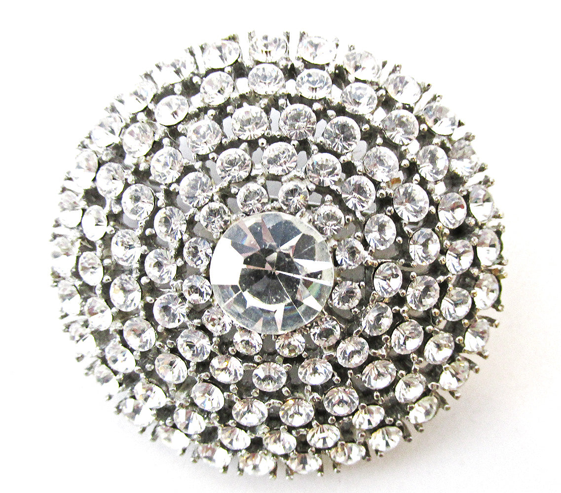 Weiss Signed Vintage Designer Jewelry - Mid-Century Diamante Dome Pin