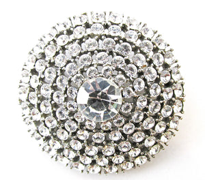 Weiss Signed Vintage Designer Jewelry - Mid-Century Diamante Dome Pin - Front