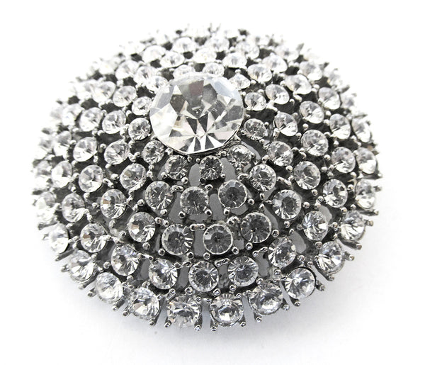 Weiss Signed Vintage Designer Jewelry - Mid-Century Diamante Dome Pin - Side