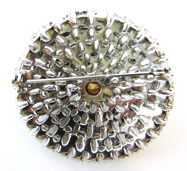 Weiss Signed Vintage Designer Jewelry - Mid-Century Diamante Dome Pin - Back
