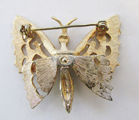 Vintage Retro Dainty Rhinestone Figural Butterfly Pin - Thumbnail