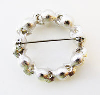 Lovely 1960s Mid-Century Sparkling Diamante and Pearl Circle Pin - Back - Thumbnail