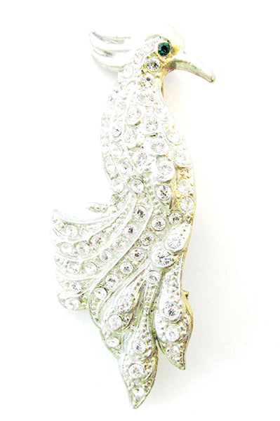 Vintage 1930s Jewelry Distinctive Book Piece Diamante Figural Bird Pin - Front
