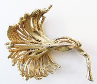 Art Vintage Mid Century 1950s Striking Emerald Floral Spray Pin - Thumbnail