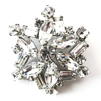 Signed Weiss Vintage 1950s Stunning Designer Diamante Floral Pin - Front - Thumbnail