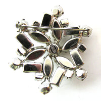 Signed Weiss Vintage 1950s Stunning Designer Diamante Floral Pin - Back - Thumbnail