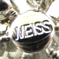 Signed Weiss Vintage 1950s Stunning Designer Diamante Floral Pin - Signature - Thumbnail