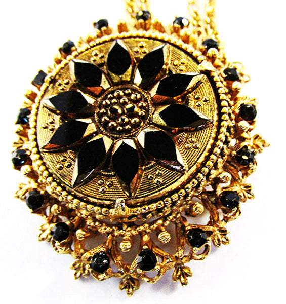 Florenza 1950 Vintage Costume Jewelry Distinctive Pendant and Earrings - Necklace Centerpiece