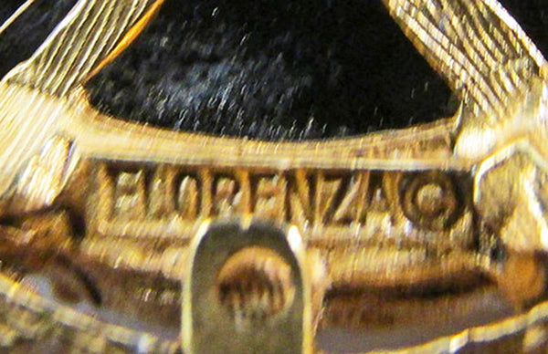 Florenza 1950 Vintage Costume Jewelry Distinctive Pendant and Earrings - Signature