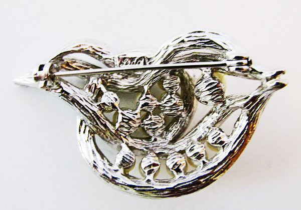 Ledo (Policini) 1950s Mid-Century Designer Diamante and Pearl Pin - Back