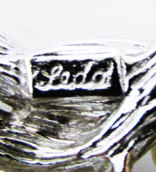 Ledo (Policini) 1950s Mid-Century Designer Diamante and Pearl Pin - Signature