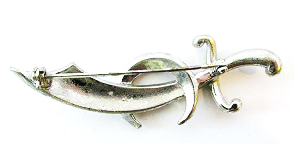 Distinctive1930s Vintage Clear Diamante Scimitar Sword Pin - Back