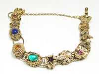 Distinctive Vintage Mid-Century Diamante and Pearl Slide Bracelet - Front - Thumbnail