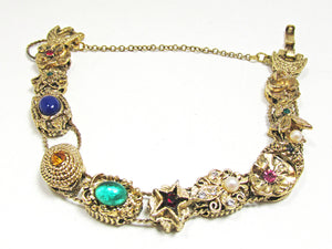 Distinctive Vintage Mid-Century Diamante and Pearl Slide Bracelet - Front