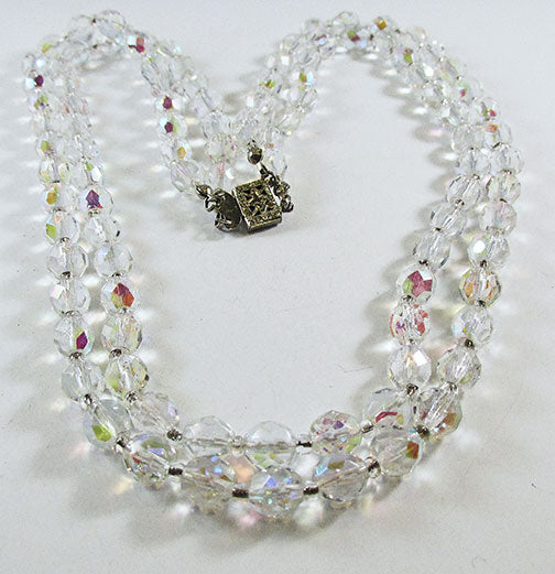 Vintage Mid-Century Gorgeous Sparkling Double Strand Crystal Necklace