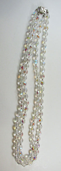 Vintage Mid-Century Gorgeous Sparkling Double Strand Crystal Necklace