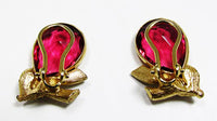 Gorgeous 1970s Vintage Contemporary Style Diamante Ribbon Earrings - Back - Thumbnail