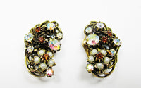 Signed Florenza Mid-Century Designer Diamante and Pearl Earrings - Front - Thumbnail