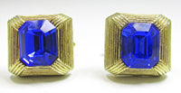 Vintage 1960s Mid-Century Men's Diamante Geometric Cufflinks - Front - Thumbnail