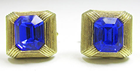 Vintage 1960s Mid-Century Men's Diamante Geometric Cufflinks - Front