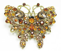 1970s Vintage Contemporary Style Diamante Figural Butterfly Pin - Front - Thumbnail