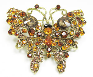 1970s Vintage Contemporary Style Diamante Figural Butterfly Pin - Front