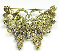 1970s Vintage Contemporary Style Diamante Figural Butterfly Pin - Back - Thumbnail