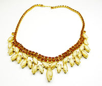 Vintage 1950s Jewelry Eye-Catching Diamante Necklace and Earrings Set - Necklace - Thumbnail