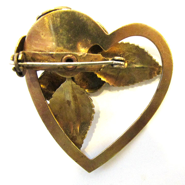 Jewelry, Vintage 1930s Coro Pegasus Mark Diamante Floral Heart Pin