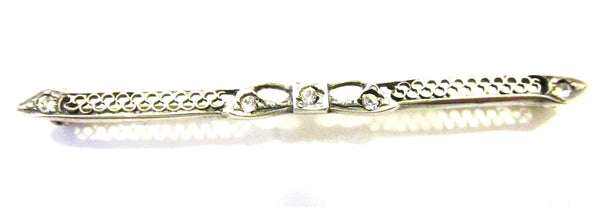 Antique/Vintage Jewelry 1910s Edwardian RhinestioneSterling Bar Pin - Front