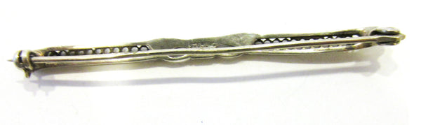 Antique/Vintage Jewelry 1910s Edwardian Diamante Sterling Bar Pin - Back