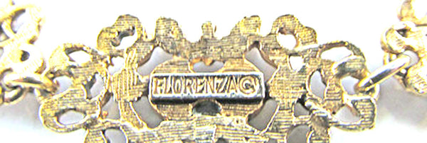 Florenza Vintage 1950s Mid-Century Enamel and Diamante Bracelet - Signature