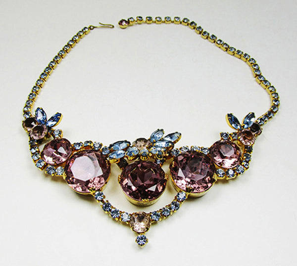Vintage 1960s Costume Jewelry Juliana Style Diamante Runway Necklace - Front