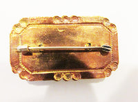 Rare Antique/Vintage 1910s Edwardian Enameled Blue Galalith Pin - Thumbnail
