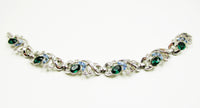 Signed 1950s Trifari Designer Multi-Color Diamante Link Bracelet - Front - Thumbnail