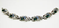 Signed 1950s Trifari Designer Multi-Color Diamante Link Bracelet - Front - Thumbnail