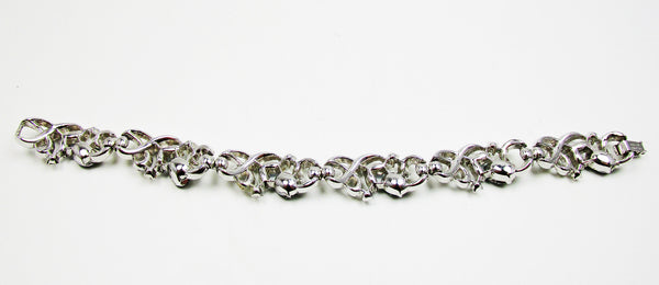 Signed 1950s Trifari Designer Multi-Color Diamante Link Bracelet - Back