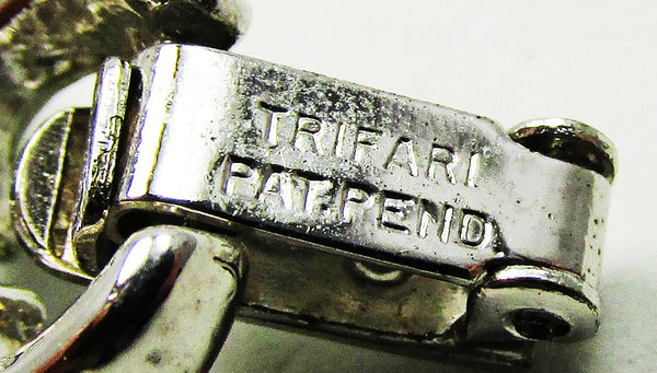 Signed 1950s Trifari Designer Multi-Color Diamante Link Bracelet - Signature